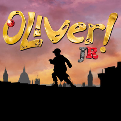 Oliver jr logo with boy running on London rooftop against a pink and orange sunset
