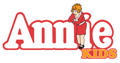 Annie kids logo with cartoon orphan Annie